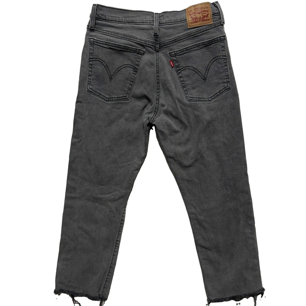 Levi's Jeans Womens 29 Black Wedgie Straight High Rise Button Fly Raw Hem Grunge